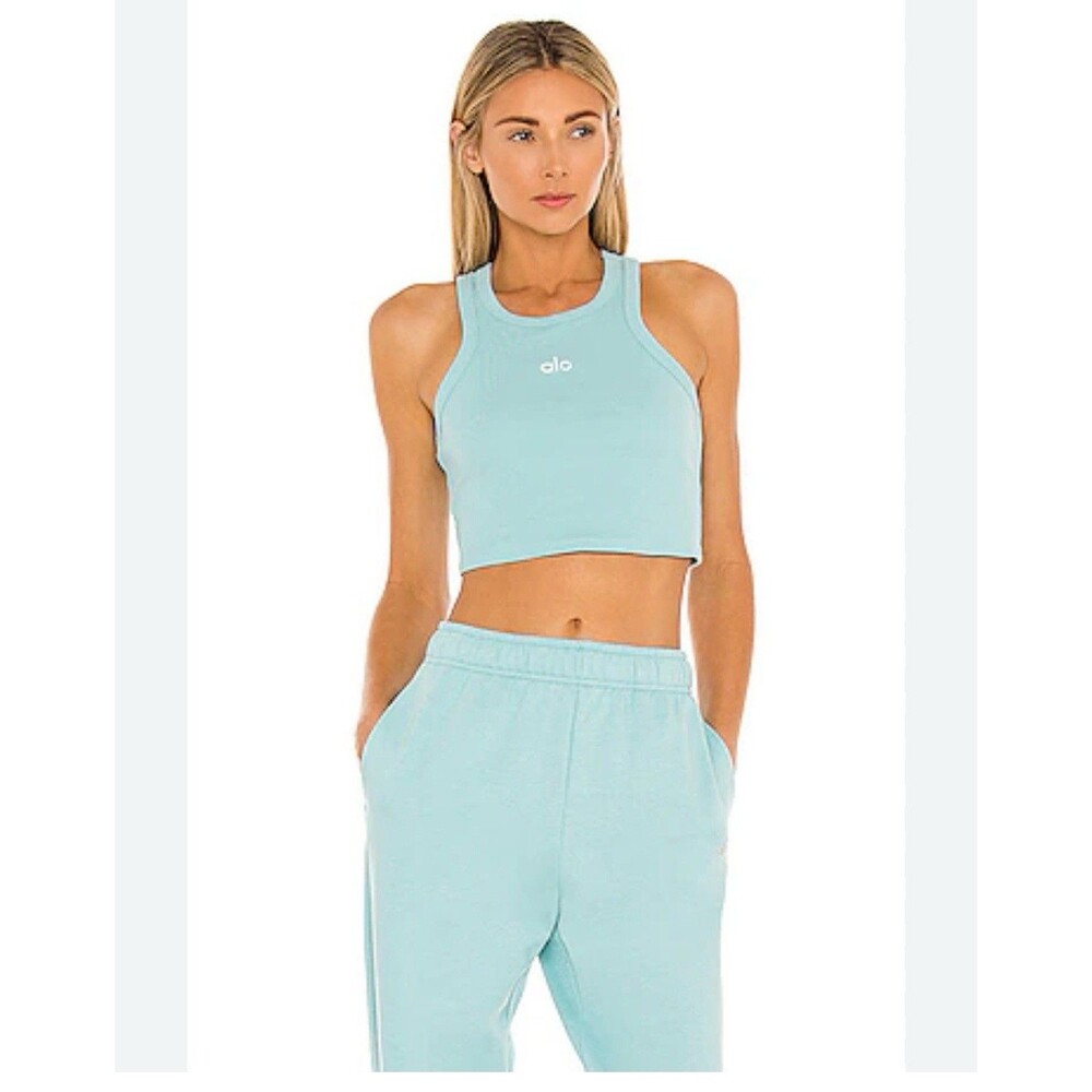 Alo Aspire Tank Ribbed Blue Quartz RARE Size M